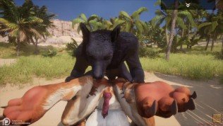 Wild Life / Gay Furry Porn Black Wolf with Tiger