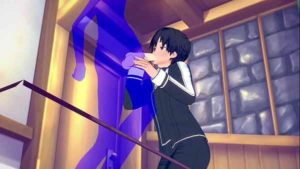 Art Online Yaoi – Kirito Blowjob with cumshot in his mouth – Japanese Asian manga anime game porn gay